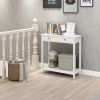 White Console Table with 2 Drawers Modern Wood Entryway Couch Sofa Table with Storage Shelf Narrow Long Hallway Foyer Table for Living Room