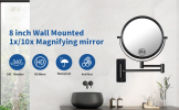 8-inch Wall Mounted Makeup Vanity Mirror; 1X / 10X Magnification Mirror; 360Â¬âˆž Swivel with Extension Arm (Black)