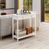 White Console Table with 2 Drawers Modern Wood Entryway Couch Sofa Table with Storage Shelf Narrow Long Hallway Foyer Table for Living Room