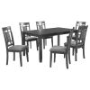 7-Piece Farmhouse Rustic Wooden Dining Table Set Kitchen Furniture Set with 6 Padded Dining Chairs