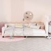 Twin Size Upholstered Daybed with Carton Ears Shaped Headboard; White