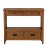 36'' Farmhouse Pine Wood Console Table Entry Sofa Table with 4 Drawers & 1 Storage Shelf for Entryway Living Room Bedroom Hallway Kitchen (Brown)