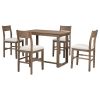 Farmhouse Counter Height 5-Piece Dining Table Set with 1 Rectangular Dining Table and 4 Dining Chairs for Small Places