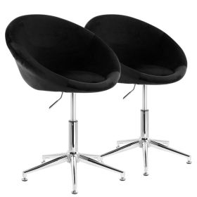 Elama 2 Piece Adjustable Velvet Accent Chair in Black with Chrome Finish