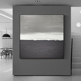 100% hand painted White Gray Abstract Oil Painting Canvas Handmade oil Painting For Home Office Bar Decor (size: 80x80cm)