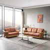 Living Room Furniture Linen Fabric Faux Leather with Wood Leg 2+3 Sectional (Dark Grey)