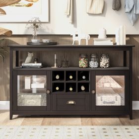 51.2''Multifunctional Large storage capacity Cabinet Morden Console Table With Multiple Small Storage Spaces for Living Room With with 2 Doors and 6 S (Color: Coffee)