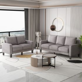 Modern Living Room Furniture Sofa in Fabric 2+3 Seat (Color: LIGHT GREY)