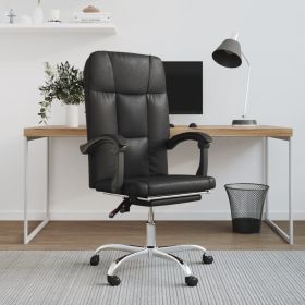 vidaXL Reclining Office Chair Black Faux Leather (Color: Black)