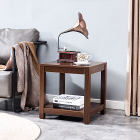 Side Table , 2-Tier Small Space End Table ,Modern Night Stand, Sofa table, Side Table with Storage Shelve (Color: Brown)