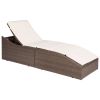 vidaXL Sun Lounger with Cushion Poly Rattan Brown