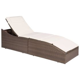 vidaXL Sun Lounger with Cushion Poly Rattan Brown (Color: Brown)