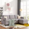 Reversible Sectional Sofa with Handy Side Pocket; Living Room L-Shape 3-Seater Couch with Modern Linen Fabric for Small Space