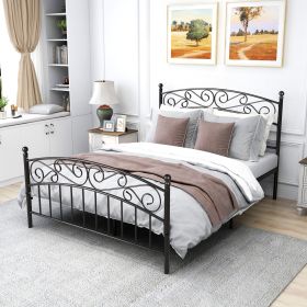 Bed Frame with Headboard and Footboard Metal Platform Bed Frame Queen Size No Box Spring Needed;  Twin Black (Color: Black, size: Queen)