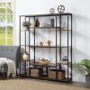 Bookcase and Bookshelf, Home Office 5 Tier Bookshelf, Open Freestanding Storage Shelf with Metal Frame