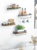 Floating bathroom shelf with towel rail; bathroom/living/kitchen/bedroom wall shelf set of 2; light brown; dark brown; black.