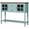 Sideboard Console Table with Bottom Shelf, Farmhouse Wood/Glass Buffet Storage Cabinet Living Room