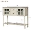 Sideboard Console Table with Bottom Shelf, Farmhouse Wood/Glass Buffet Storage Cabinet Living Room