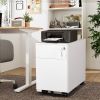 2 Drawer Mobile File Cabinet with Lock Metal Filing Cabinet for Legal/Letter/A4/F4 Size; Fully Assembled Include Wheels; Home/Office Design; WHITE