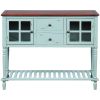 Sideboard Console Table with Bottom Shelf, Farmhouse Wood/Glass Buffet Storage Cabinet Living Room