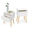 Set of 2 Modern Nightstand, Bedroom Endtable with Drawer, Shelf, Bedside Furniture for Living Room,