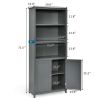 Standing Wooden Bookcase with  3 Tier Open Book Shelving and Double Doors