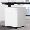 2 Drawer Mobile File Cabinet with Lock Metal Filing Cabinet for Legal/Letter/A4/F4 Size; Fully Assembled Include Wheels; Home/Office Design; WHITE