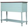 Sideboard Console Table with Bottom Shelf, Farmhouse Wood/Glass Buffet Storage Cabinet Living Room