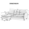 Reversible Sectional Sofa with Handy Side Pocket; Living Room L-Shape 3-Seater Couch with Modern Linen Fabric for Small Space