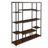 Bookcase and Bookshelf, Home Office 5 Tier Bookshelf, Open Freestanding Storage Shelf with Metal Frame