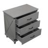 Modern Bedroom Nightstand with 3 Drawers Storage