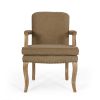 Tim French Country Upholstered Dining Arm Chair with Nailhead Trim