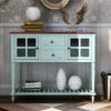 Sideboard Console Table with Bottom Shelf, Farmhouse Wood/Glass Buffet Storage Cabinet Living Room