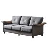 Living Room Furniture Linen Fabric Faux Leather with Wood Leg Sofa