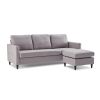 Reversible Sectional Sofa with Handy Side Pocket; Living Room L-Shape 3-Seater Couch with Modern Linen Fabric for Small Space